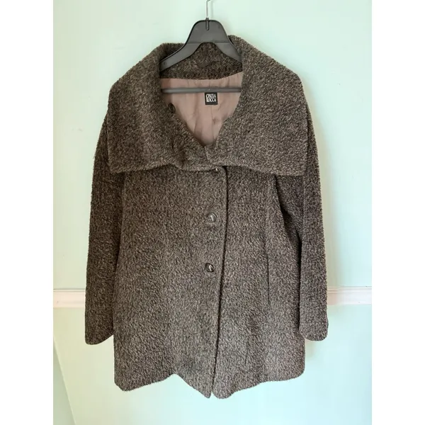 Cinzia Rocca Coat Women 8 Brown Wool Alpaca Blend Oversized Cape Academia‎ - Image 6