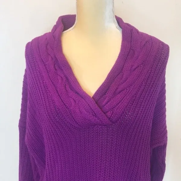 Lauren Ralph Lauren Chunky Knit Oversized‎ V-neck Sweater size large ladies - Image 2