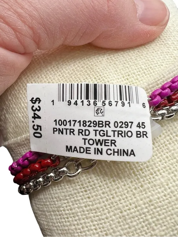 NWT On 34th 3 Piece Enamel Coated Link Bracelets Red - Image 7