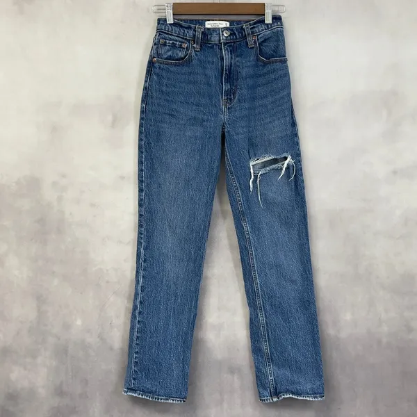 Abercrombie Fitch The 90s‎ Straight Jeans Women 25 0S Distressed Grunge Urban - Image 12