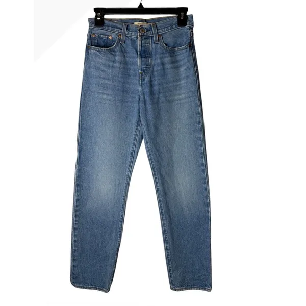 Levis Wedgie Straight Jeans Women 25 Blue Denim High Rise Button Fly Streetwear - Image 2