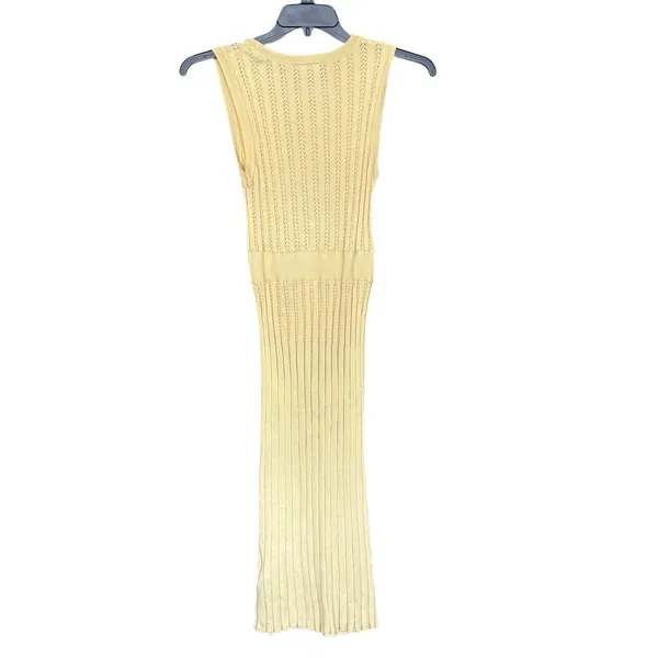 Varley 100% Cotton Yellow Florian Knit Maxi Dress Size Small - Image 5