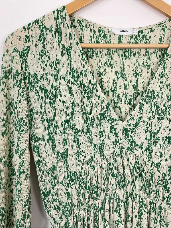 MNG Mango Textured Floral Long Sleeve Dress Womens Size 4 - Image 2