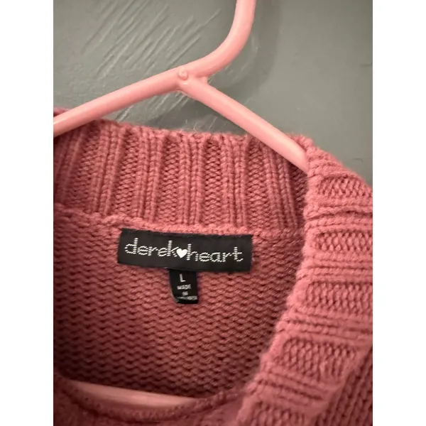 Derek Heart Womens Colorblock Mock Neck Bell Sleeve Cropped Knit Sweater Large - Image 7