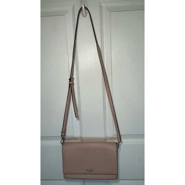 Kate‎ Spade Laurel Way Crossbody Pink Saffiano Gunmetal Chain Shoulder Bag Purse - Image 2