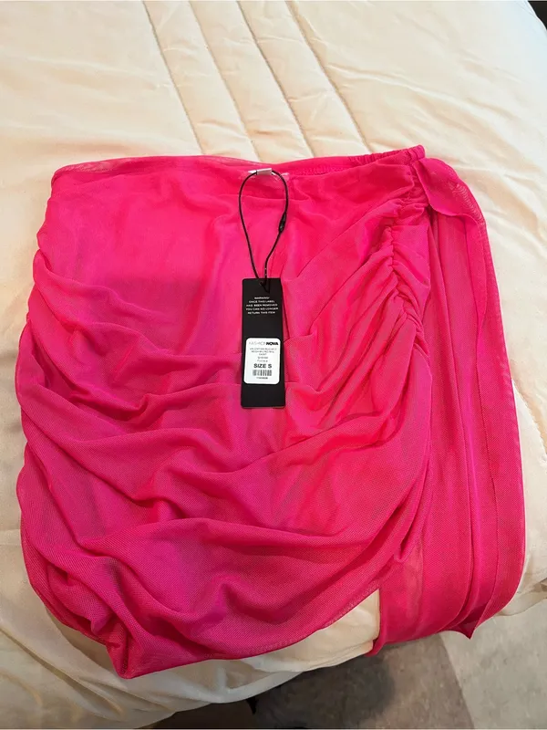 Hot Pink Sheer Draped Skirt / Cover-Up - Image 5