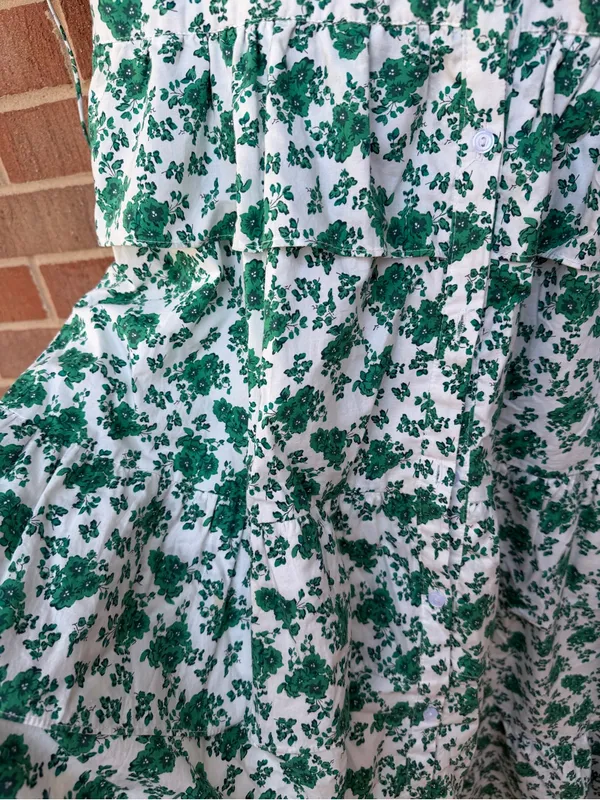 Tuckernuck Hyacinth House Irenea Midi Dress Green Floral Ruffle Puff Sleeve Lrg - Image 12