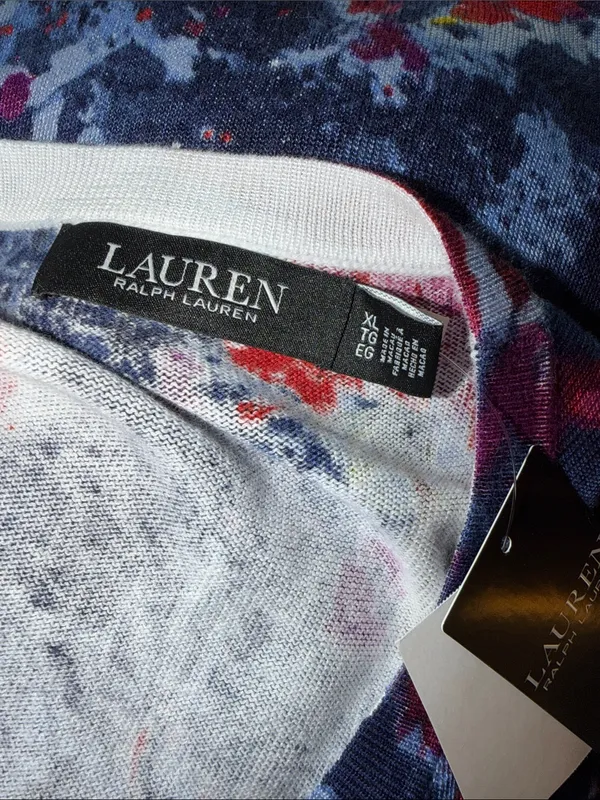 NWT $145 Lauren Ralph Lauren Women's Belting-Print Cotton-Blend Sweater XL - Image 6