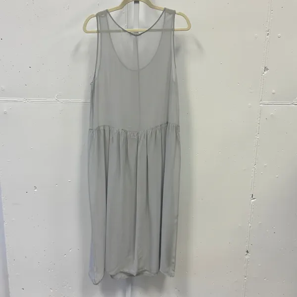 LACAUSA Grey Sleeveless Dropped Waist Midi Dress Semi Sheer Size Small‎ LA310151 - Image 2
