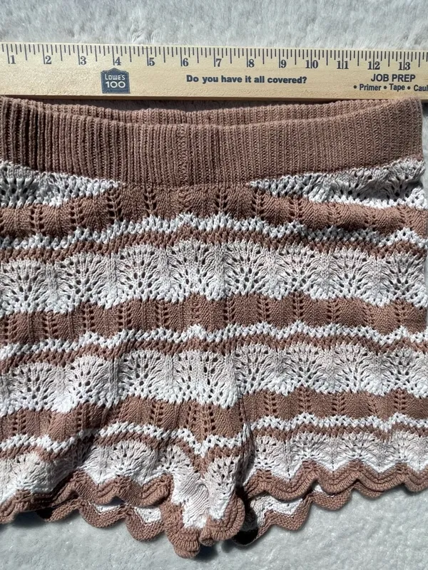 Hippie Rose Tan Ribbed‎ Knit shorts with Satin Lining - Image 7