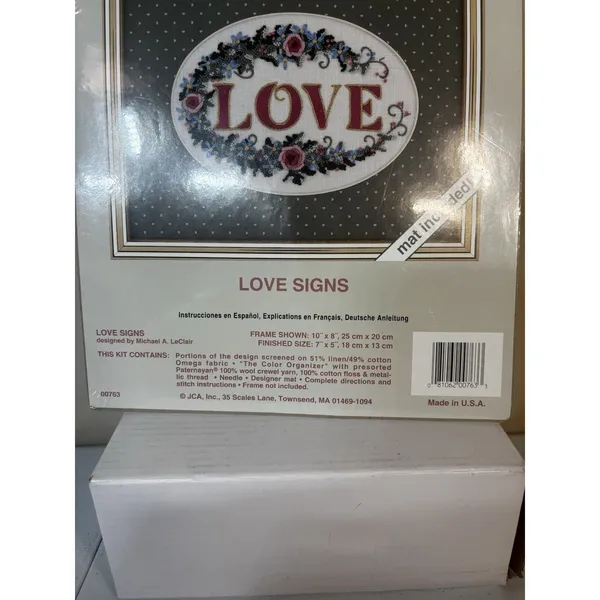 Vintage Weekenders Cross Stitch Kit "LOVE" Signs With Mat Included! 00763 NOS - Image 3
