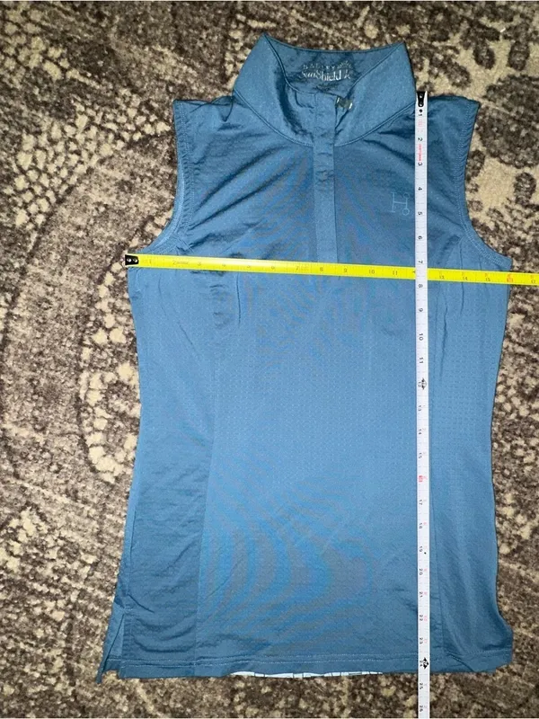 Hadley Sunshield Size S Teal Blue Horsebit Back Panel Riding Zip Sleeveless Top - Image 5