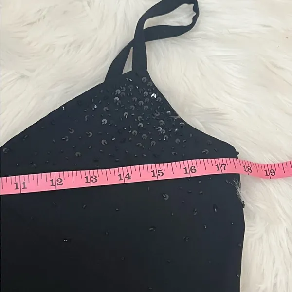 Evan Picone Vintage Y2K Black Slip Dress Beaded 10 - Image 8