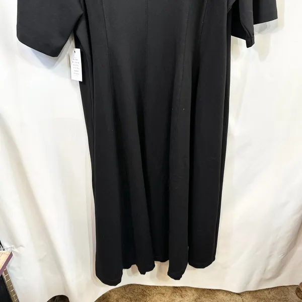 Eloquii Plus Sz 24 Maxi‎ Dress Heavy Black Short Sleeve Princess Seam Formal 197 - Image 5