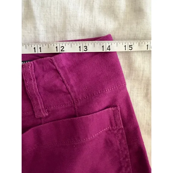 Anthropologie Maeve The Colette Pants Women 6 Magenta Linen Wide Leg Cropped - Image 3