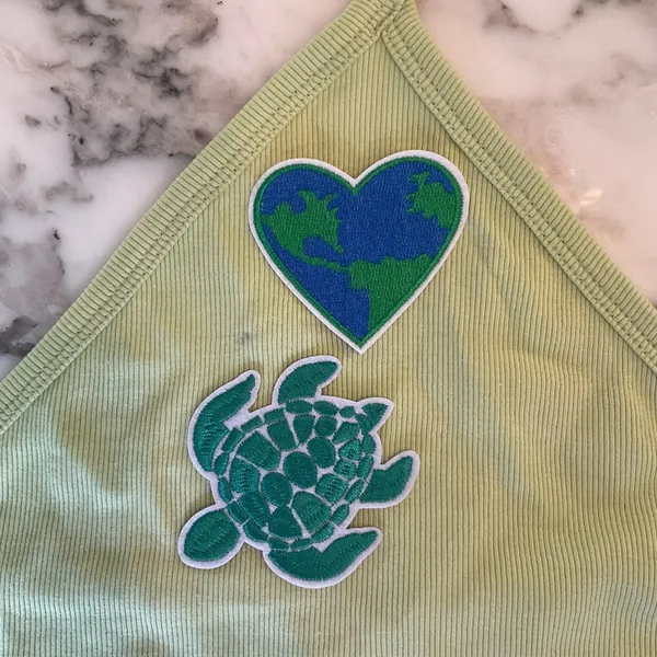 NWT! Madewell Supima® Rib Halter‎ Tank Top Lt Green Sz M - Damaged with Patches - Image 15