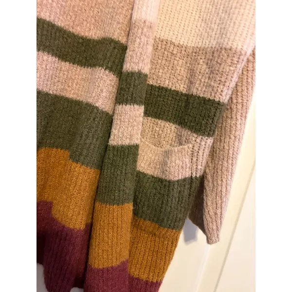 Altar'd State Striped Open Front‎ Cardigan Sweater Womens S M Cozy Knit Pockets - Image 4