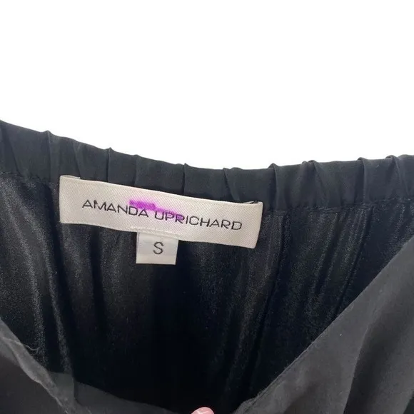 Amanda Uprichard Size‎ S Tulip Hem Mini Dress Black Silk Spaghetti Strap LBD - Image 3