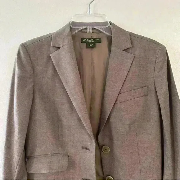 Eddie Bauer Blazer Wool‎ Blend Womens Size 2 Brown Casual Formal Timeless - Image 6