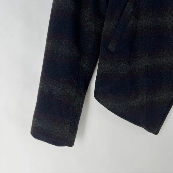 DEX Wool Blend Stylish‎ Striped Womens Crossover Asymmetric Hem Jacket Gray Size M - Image 3