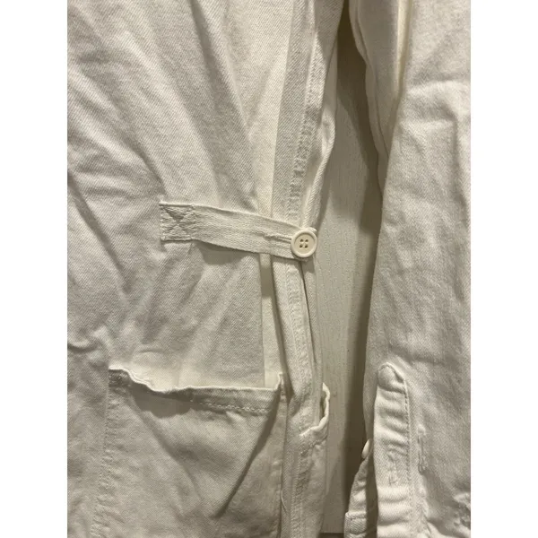 Pistola White Distressed Denim Utility Romper P1533HF-ATW Small Long Sleeve - Image 10