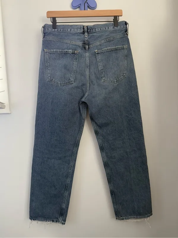 Agolde 27 90's Crop Mid Rise Straight Jeans Organic Hooked Relaxed Indigo Denim - Image 2