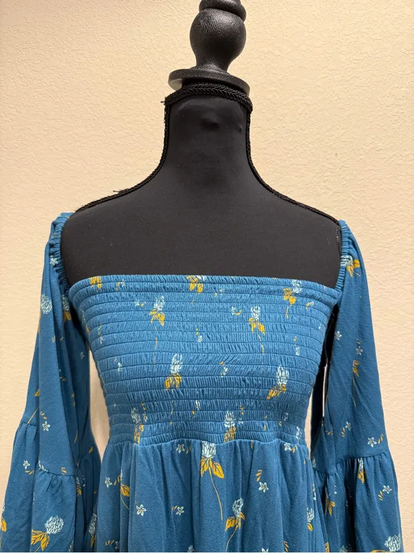 NWT Free People Lana Tunic Off Shoulder Floral Boho Bell Sleeve Top Small - Image 4