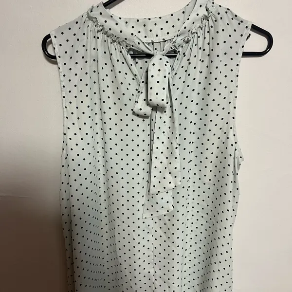Ann Taylor Sleeveless Polka Dot Blouse - Black and White - Image 3