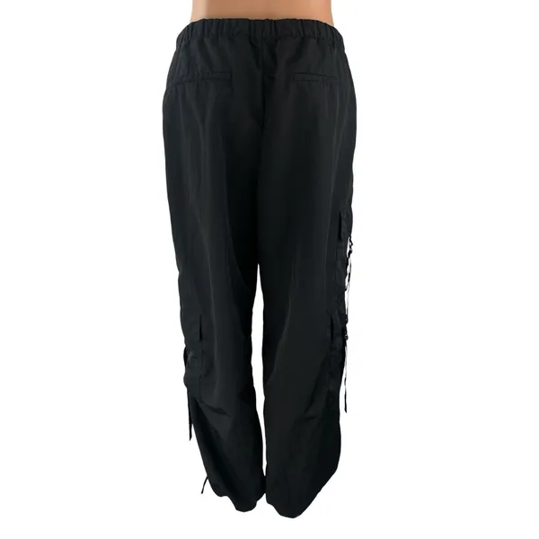 Zara Women's Black High Waisted Utility Cargo Parachute Trousers Pants Size S - Image 4