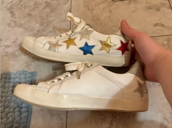 Zadig & Voltaire white leather multicolored star sneakers - Image 11