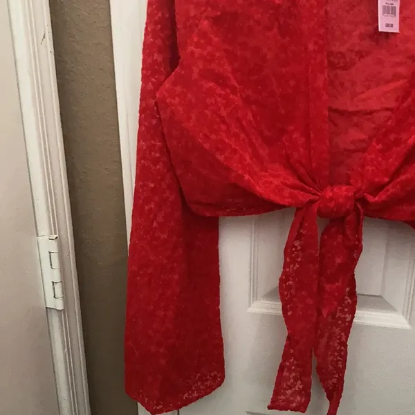 FINAL MARKDOWN Wild fable flocked tie front shrug medium Nwt - Image 2