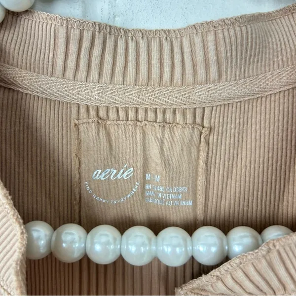 Aerie Road Trip Long Sleeve Henley Ribbed Shirt Size M - Image 7