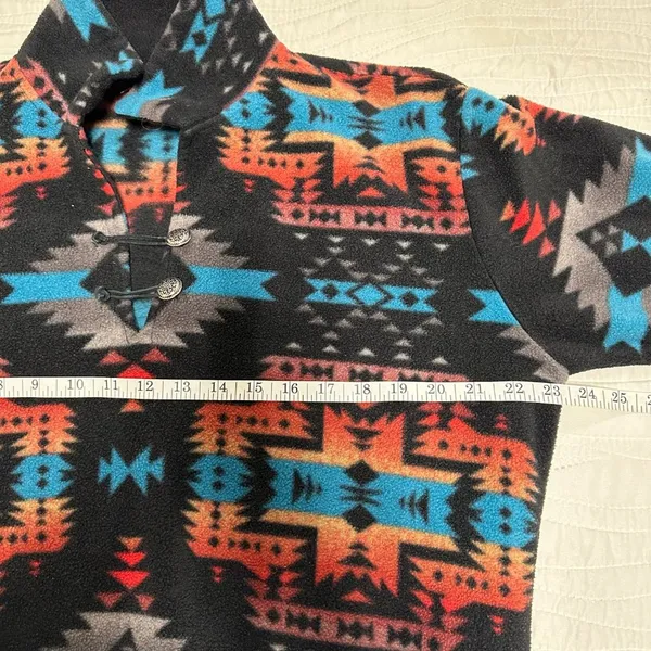 VTG Western Wits Aztec Fleece Pullover Black Size M - Image 8