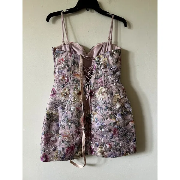 Oh Polly Galia Embellished Convertible Lace-Up Gown Dress Floral Pink size 6 New - Image 11