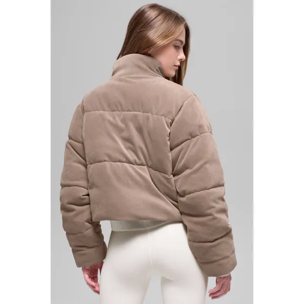 Alo Yoga Micro Corduroy Dreamy Puffer Chai Latte XXS - Image 2