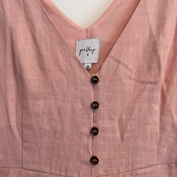 Princess Polly‎ Pink Wide Leg Sleeveless Jumpsuit Cotton Size US 4 V-Neck - Image 4