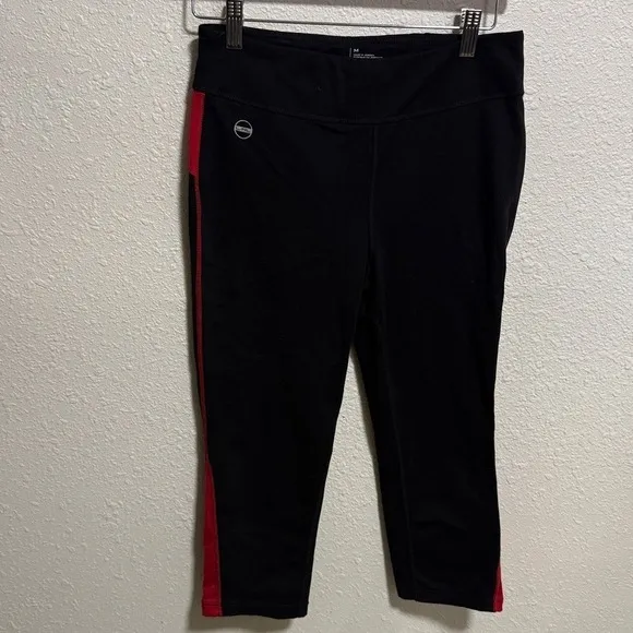 Lauren Ralph Lauren Womens Black Red Trim Activewear Cropped‎ Leggings Size M - Image 4