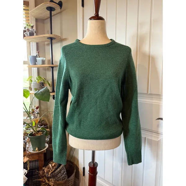 J Crew Green Lambswool Crewneck Pullover Sweater Size‎ S - Image 4