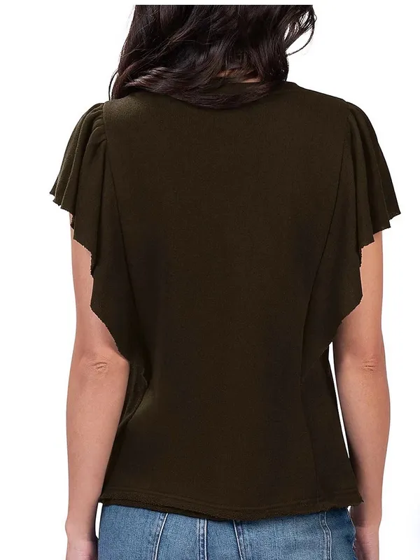 San Diego Padres Ruffle Sleeve cropped Sweatshirt sequin bling Tee raw hem L - Image 2