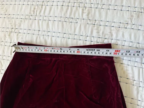 Vintage Alex Colman Burgundy Velvet Maxi Skirt Side Slit Whimsy Goth Y2K Size XS - Image 9
