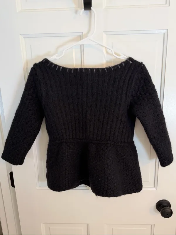 Free People Black Wool Cable Knit Button Cardigan Sweater Medium - Image 5