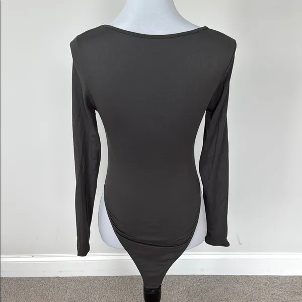 SHEIN Chic Charcoal Long Sleeve Bodysuit Sz XS‎ - Image 5