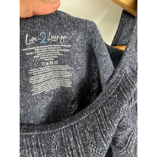 Live 2 Lounge Grey Knit Two Piece Tank Pant Lounge Set Size Large - Image 2