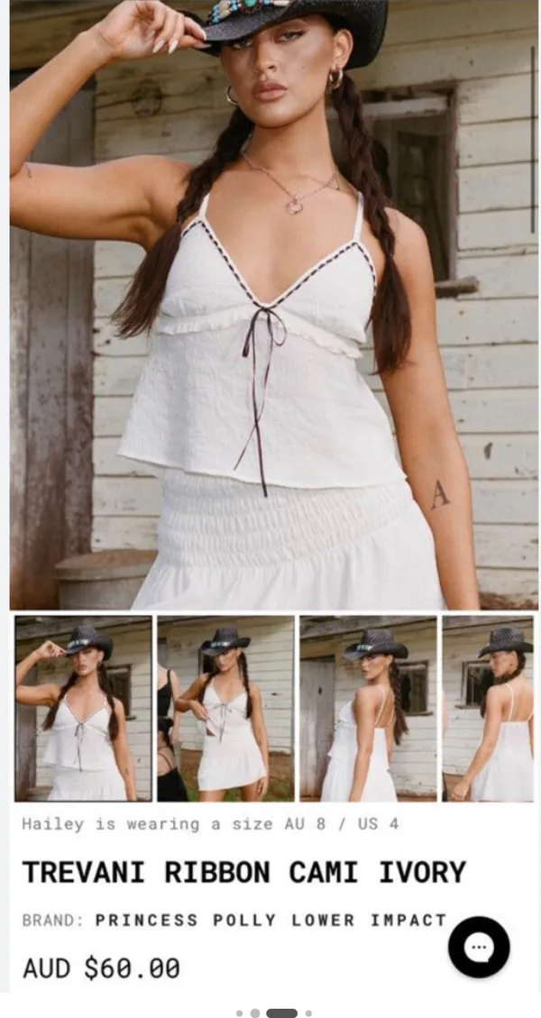 Princess Polly Trevani Ribbon Cami Ivory - Image 4