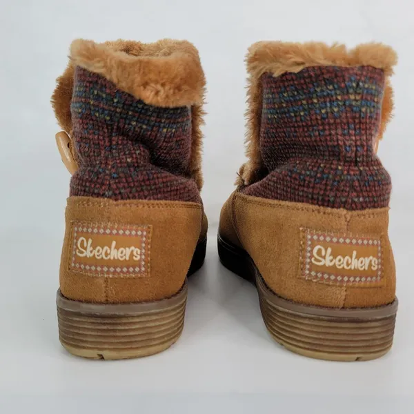 Skechers Ankle Boots Womens 9 Tan Suede‎ Faux Fur Lined 48677 - Image 6