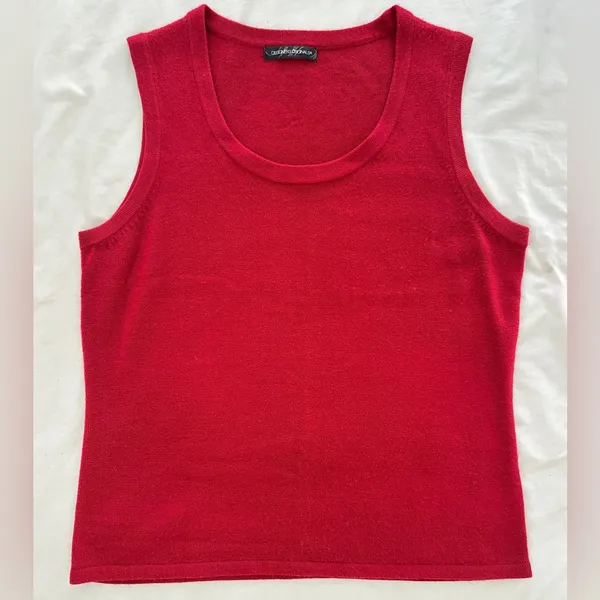 Vintage 80s Designers Originals Crewneck Sweater Vest - Red - M - Image 4
