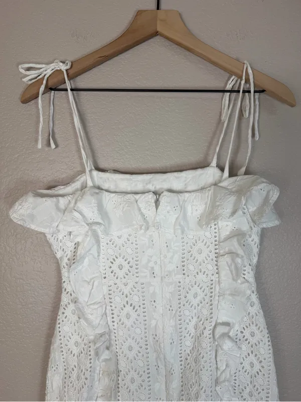 Majorelle Mara Mini Eyelet Lace Dress in White size XS $198 Bride Bridal - Image 8