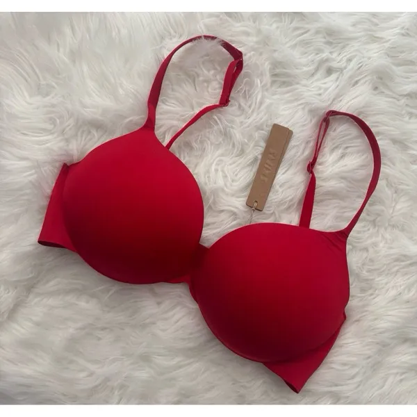 Skims Ultimate Pushup Plunge Bra Cayenne Size 32D - Image 4