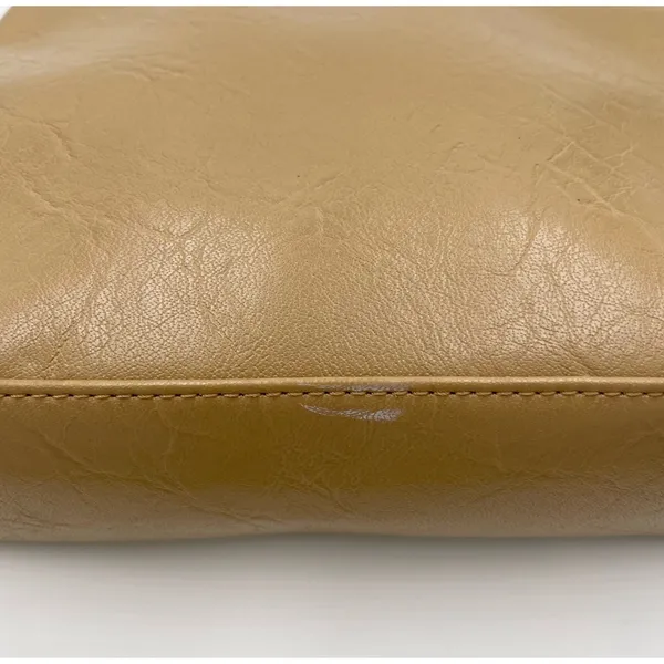 Vintage Y2K Liz Claiborne Faux Leather Shoulder Bag Purse Tan Patent Minimalist - Image 9