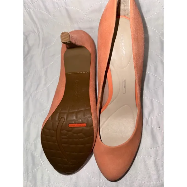 Rockport Total Motion 75mm Pointed Toe Pump Coral Orange Suede Heels 7.5 M - Image 3
